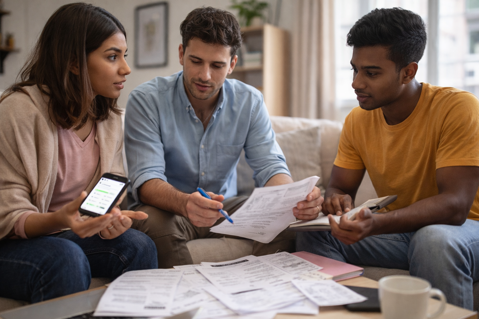 Couple managing their shared expenses together